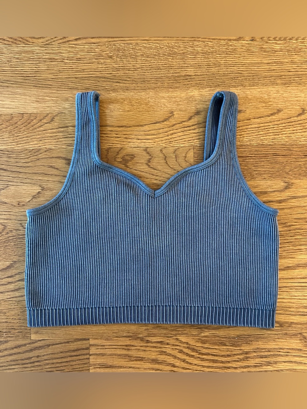 POPFLEX Curve Flex 2X/3X Blue Ribbed Sweetheart Crop Tank Top